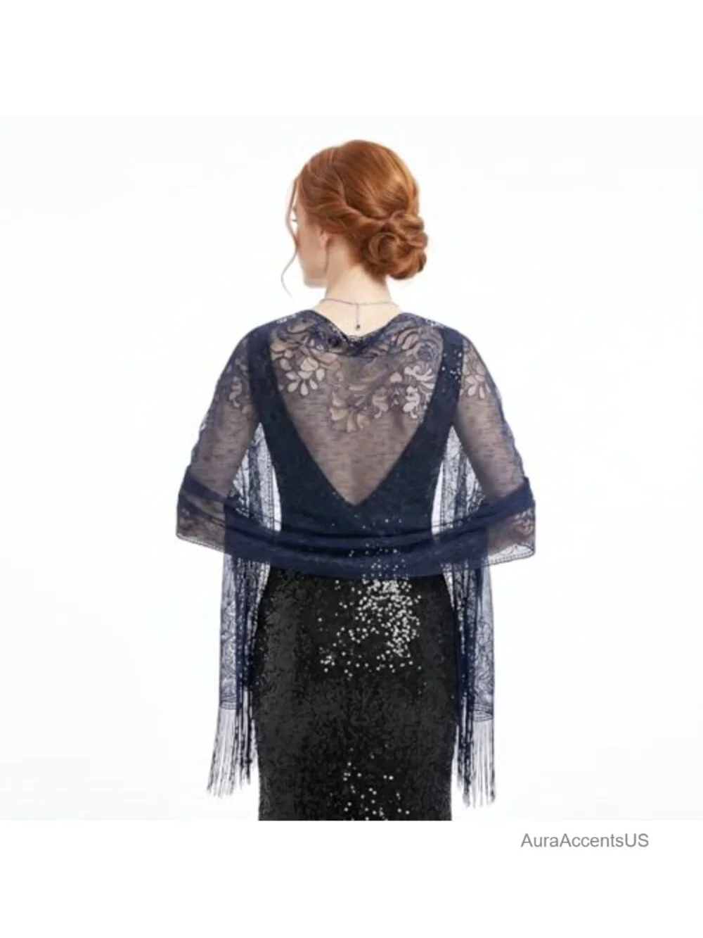 Floral Lace Fringe Shawl Wrap for Women Wedding Party Cape Scarf